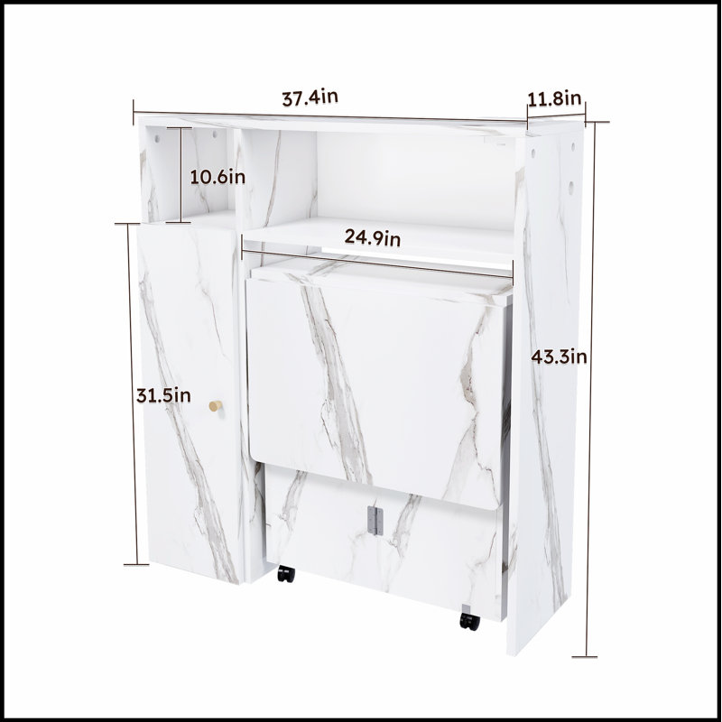 Table de salle à manger pliante multifonctionnelle avec buffet mural et rangement pour petits appartements