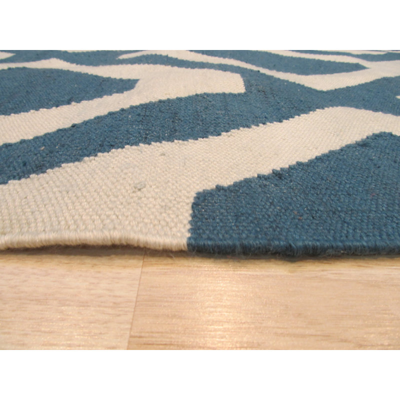 Tapis bleu noué à la main Gaines