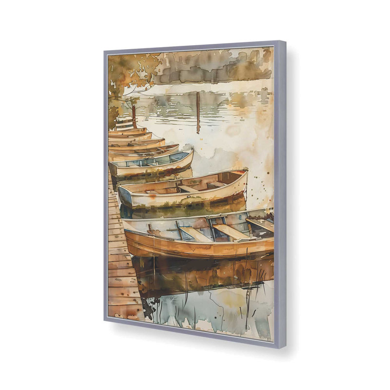 «Canoes at Rest», reproduction encadrée, H 15,25 po x l 12,25 po, Chrome poli