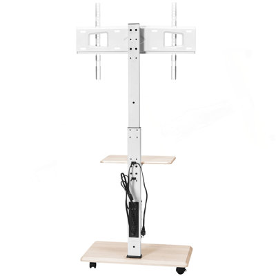 Meuble télé à roulettes, chariot de télé mobile pour écrans de 32 à 70 pouces, rotation de 25 ° de gauche à droite et support de télé réglable en hauteur avec plateau, supporte jusqu'à 88 lb, VESA maximum de 600 x 400 mm