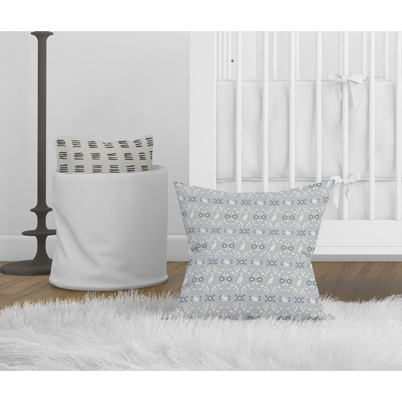 Storks & Bunnies Blue Throw Pillow, 26"H x 26"W