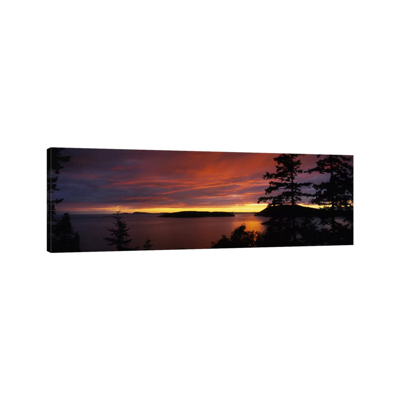 Clouds over the Sea at Dusk, Rosario Strait, San Juan Islands, Fidalgo Island, Skagit County, Washington State, USA 1 Piece Wrapped Canvas Panoramic Wall Art