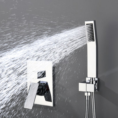 Système de robinet de salle de bain Contemporary - Pomme de douche à pluie murale et valve avec garniture de pluie