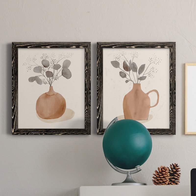 La Planta I - ensemble de 2 reproductions d'art sur toiles, H 20 po x l 17 po x P 1 po, Toile avec cadre noir