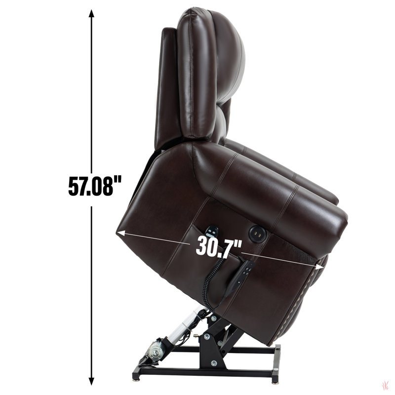 Power Lift Recliner Chair Heat Massage Dual Motor Infinite Position Up To 350 Lbs, Faux Leather, Heavy Duty Motion Mechanism With Usb Ports