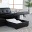 Canapé-lit modulaire réversible en cuir végétalien noir l 84 po avec méridienne de rangement
