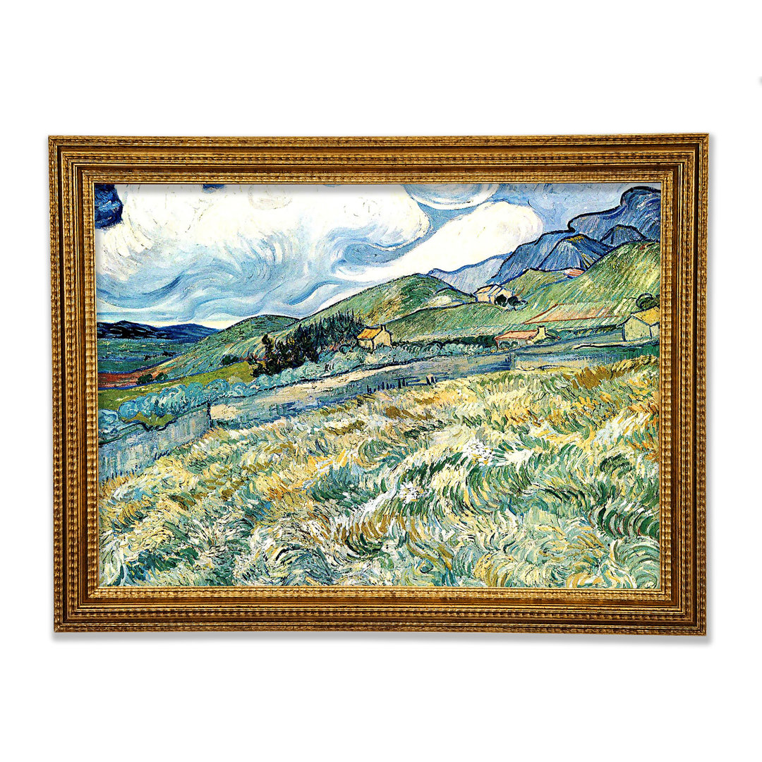 Gerahmtes Leinwandbild Mountain Landscape Behind The Hospital Saint-Paul von Van Gogh