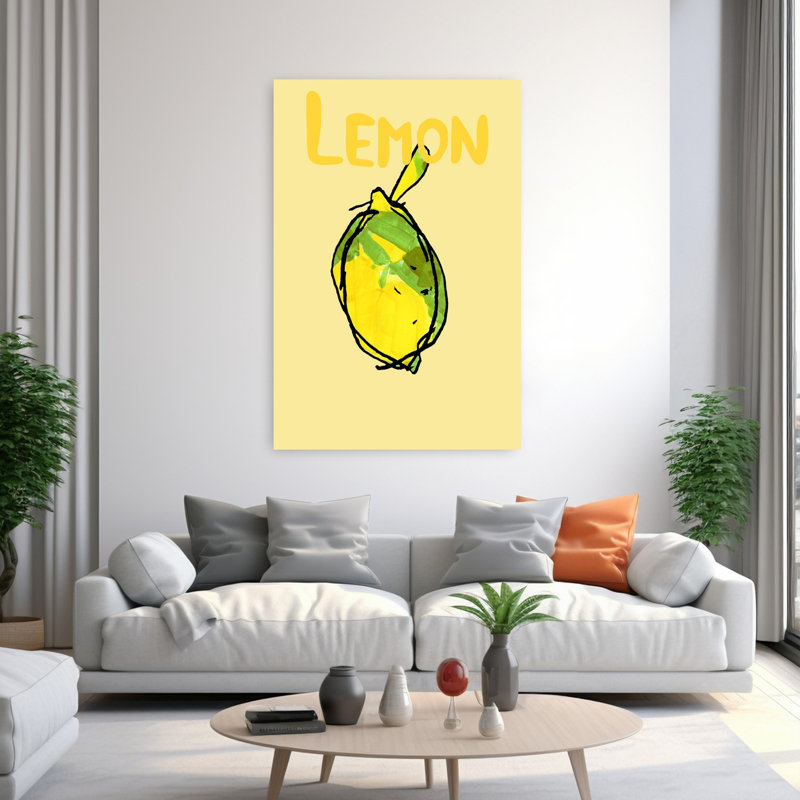Art mural moderne et abstrait jaune vif et citron, H 60 po x l 40 po