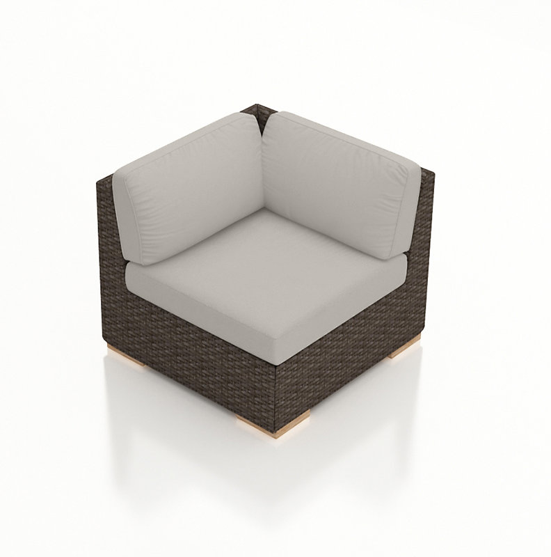 Arden Outdoor Teak Corner Wedge Lounge Chair, Cast Silver Sunbrella®, Brown/Chelnut