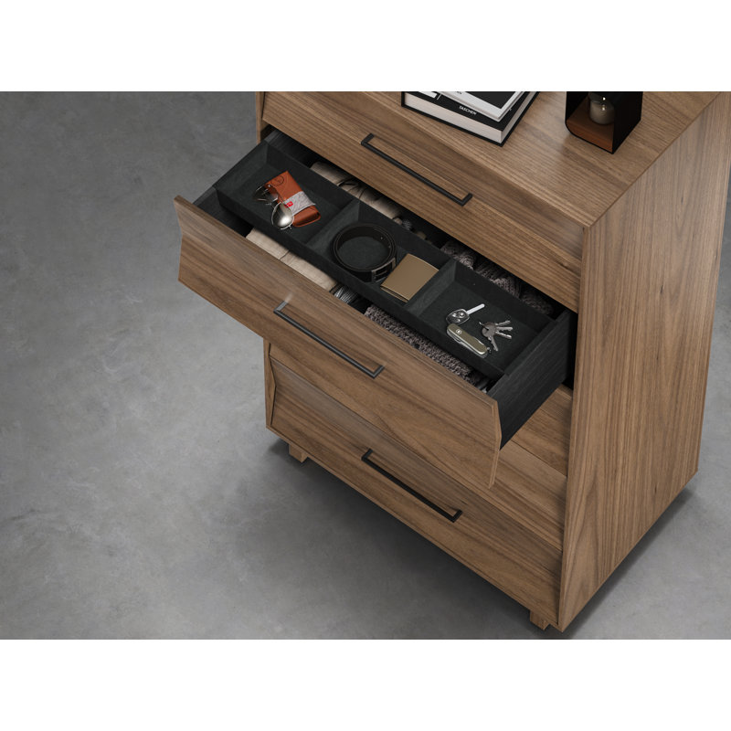 KAVA 5 - Drawer Solid Wood Dresser, Natural Walnut