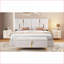 Ensemble de chambre à coucher, grand lit plateforme tapissier avec rangement hydraulique et amp; Repose-pieds, velours beige | Lits standard