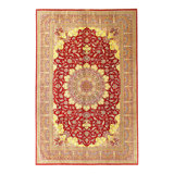 Fine Hand knotted Persian Pure silk Qum rug 6'6'' X 10'1''