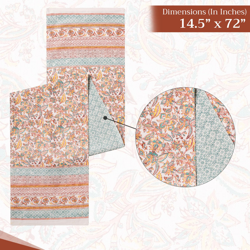 Maison d'Hermine Nila 100% Cotton Table Runner - Double Layer - 14.5" x 72", 72" L x 14.5" W