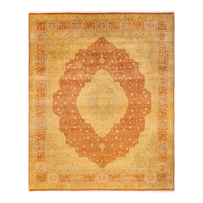 One-of-a-Kind Hayner Hand-Knotted New Age 8'1" x 10' Wool Area Rug in Orange/Beige