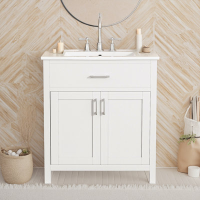 30-inch Bathroom Vanity With Porcelain Sink And Ample Storage – Ideal For Small Bathrooms