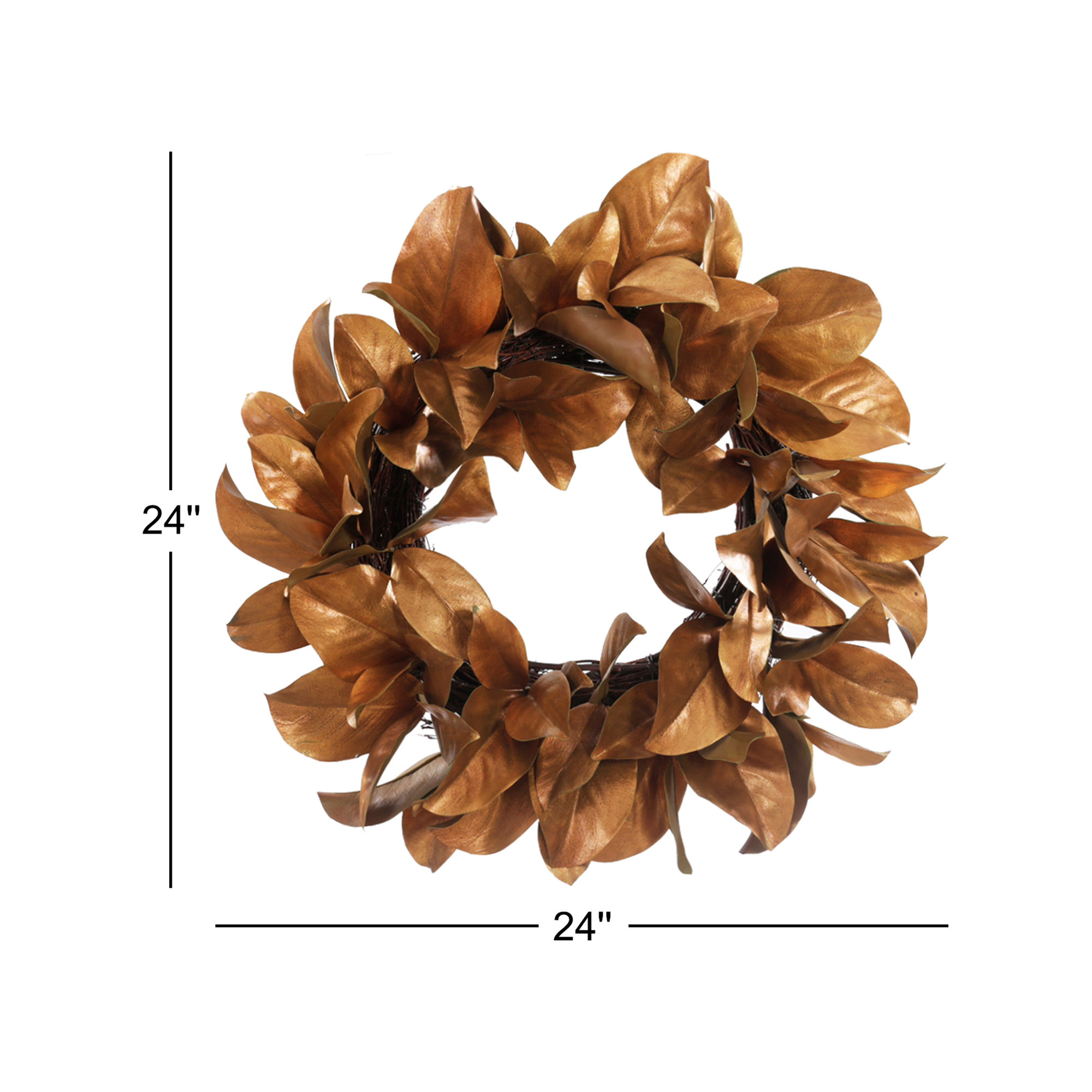 Bertrand Faux Magnolia Polyester Wreath, 24" H x 24" W x 7" D
