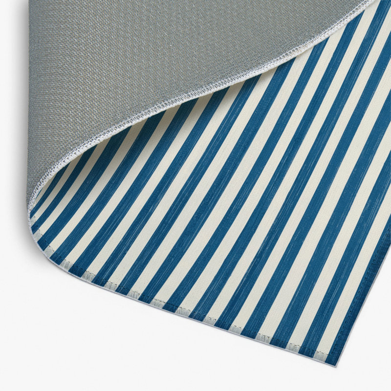 Tapis intérieur / extérieur bleu HorizontalStripes, Rectangulaire 2 pi x 3 pi