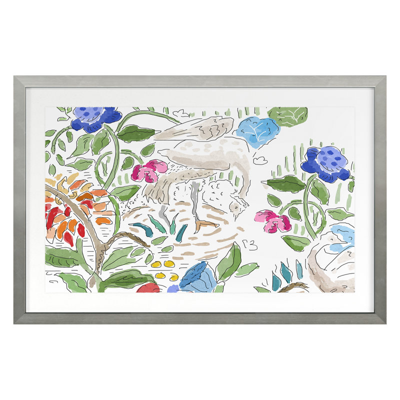 Crane 1 Print by Dana Gibson, 16" H x 24" W, Silver Framed
