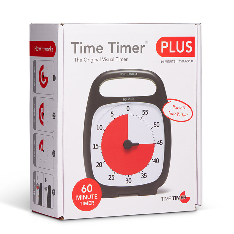 Time Timer PLUS, 60 Minute Timer, Charcoal, Gray