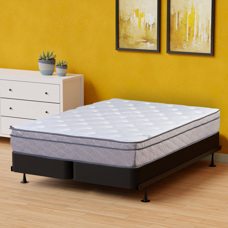 Laird 12-Inch Ultra Plush Euro Top Single Sided Hybrid Mattress with Box Spring/Foundation, Twin, High Profile (8")