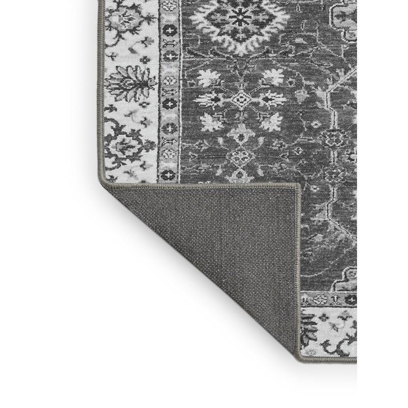 Tapis gris tissé à la machine, Rectangle 7 pi x 9 pi