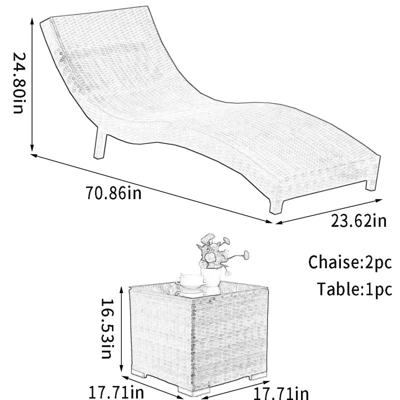 Chaise longue d'extérieur en rotin pour l'extérieur