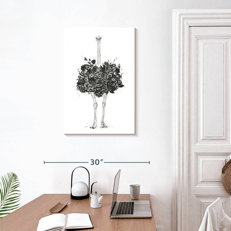 Brampt Floral Ostrich, 30" H x 20" W