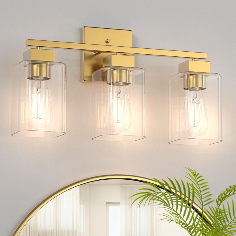 Éclairage pour coiffeuse Hartshorn, Trois lumières, Or brossé