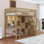 Lit mezzanine simple avec bureau intégré, DEL, tablettes et armoires-1179492964