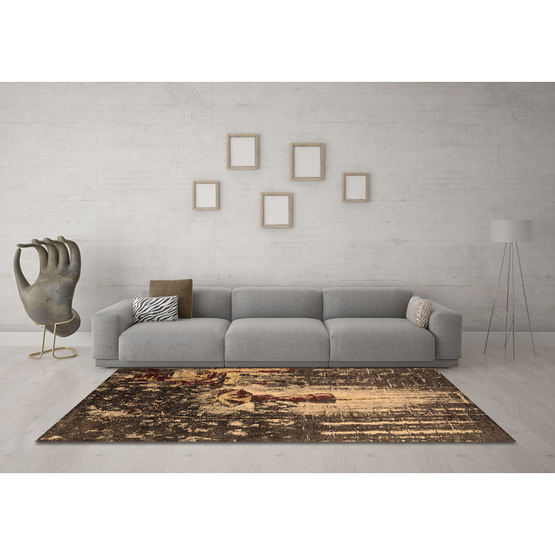 Tapis brun Cykana Mid-Century Modern 2774, Rond 8 pi
