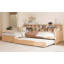 Lit de jour simple en L en forme de L avec lit gigogne sous le lit et tiroir de rangement, cadre de lit d'angle polyvalent avec bibliothèques pour 3