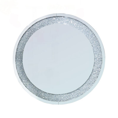 Crystal Crush Diamond Sparkly Round Wall Mirror for Decor