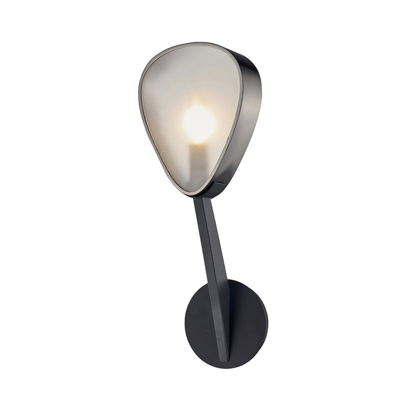 Wrought Iron Armed Sconce, Carbide Black/Black Chrome