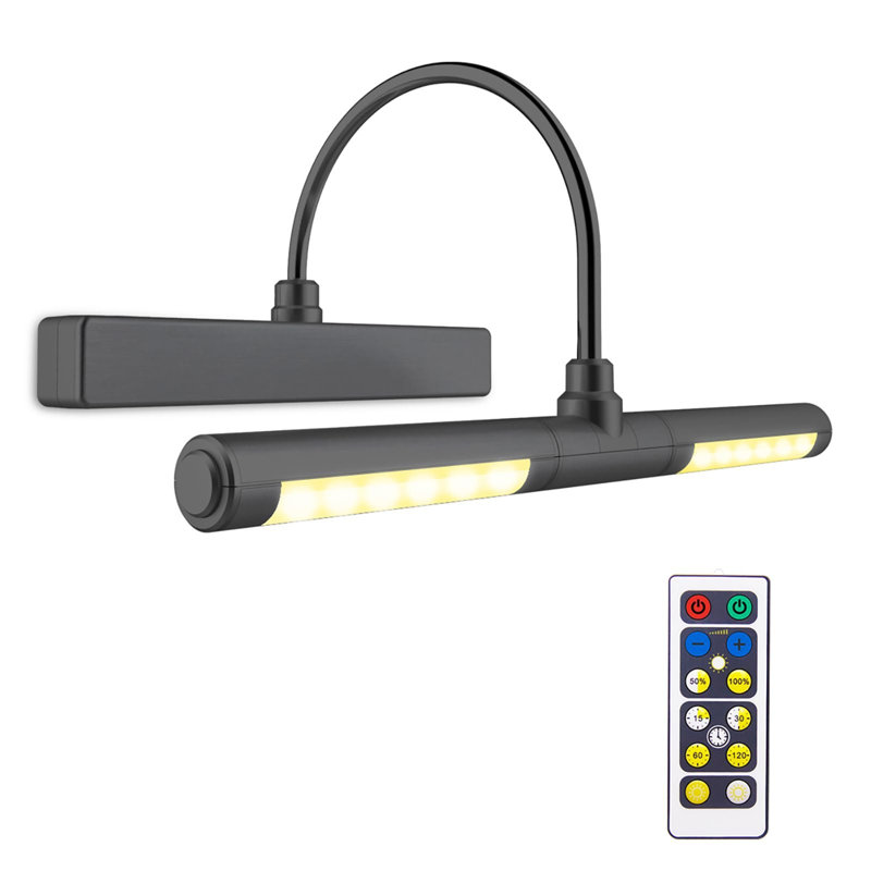Battery Powered LED Wall Mount Picture Light, 3cm H x 33cm W x 15cm D, Matte Black