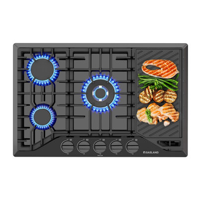 Gaslandchef  30 Inch Gas Cooktop with Griddle, Gas Stovetop with 5 Burners