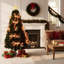 Fibre Optic Christmas Tree with Star Topper, Ribbon Bows and Pre-Lit Green Finish-1602804668