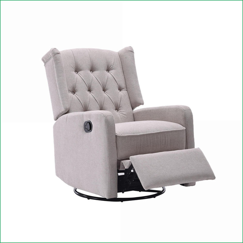 Fauteuils inclinables, fauteuil oscillant pivotant à 360 ° avec inclinaison réglable pour chambre de bébé moderne | Beige | Lin