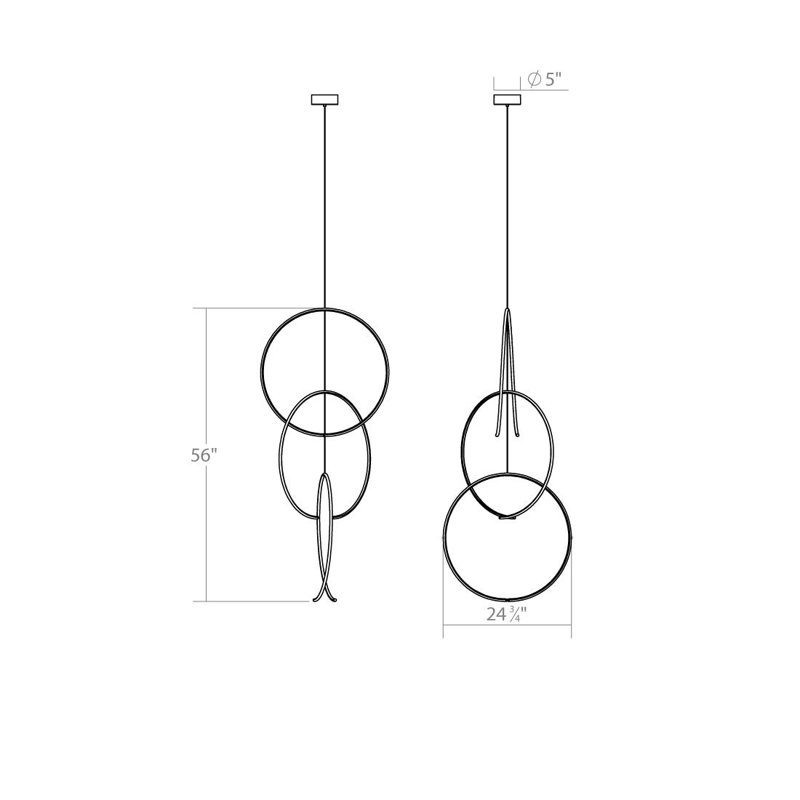 Torc 3 - Light LED Chandelier, Satin Black