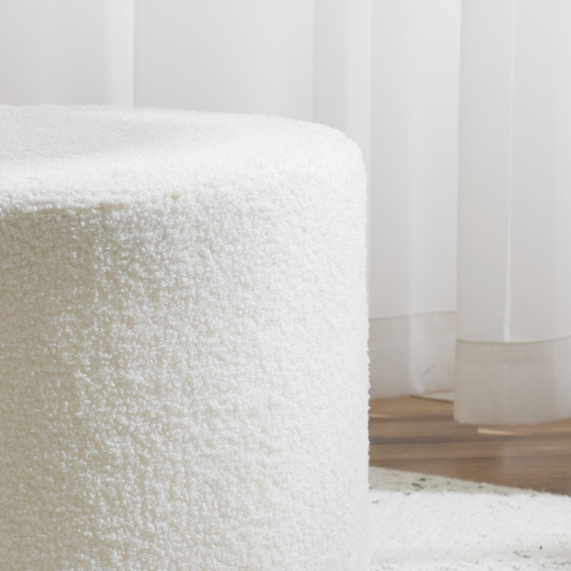 Upholstered Pouf 17.7"x17.7"x13.8", Beige Teddy