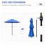 Parasol de patio extérieur avec bouton inclinable, bleu pour la fonction d'inclinaison de la cour et de la pelouse 3, jardin foncé