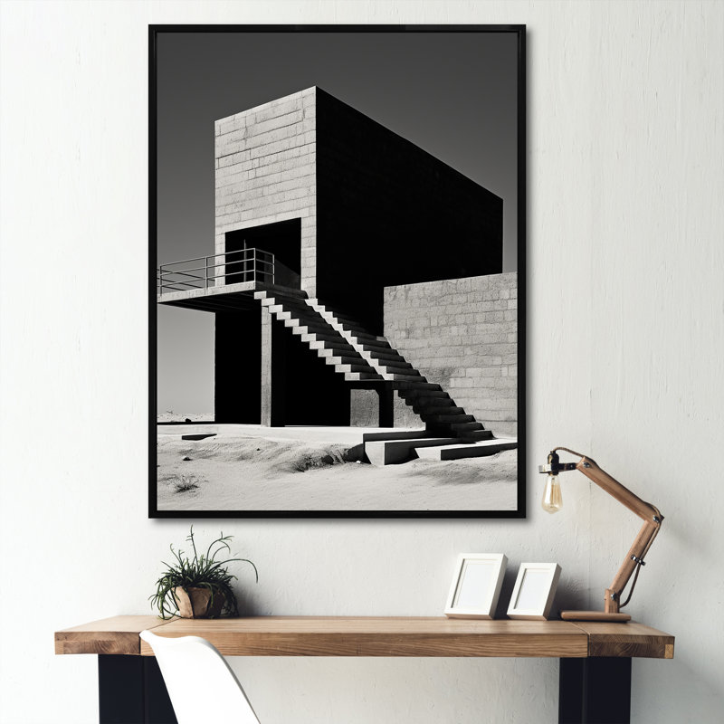 «Harmony of Elements Minimalisme Scenery I» sur toile, Cadre flottant noir, H 32 po x l 16 po x P 1 po