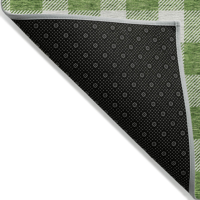 Tapis d'intérieur lavable à carreaux vert 8 pi x 10 pi