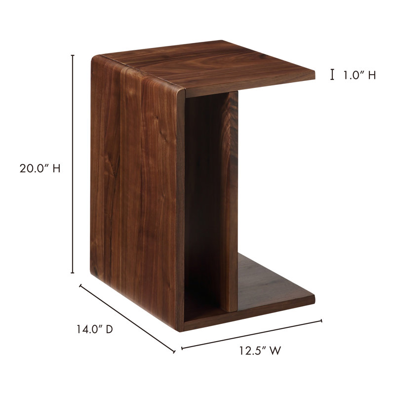 Hiroki Solid Wood End Table, Natural Walnut