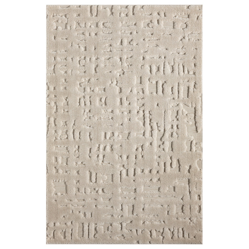 Oheneba Collection Modern Abstract Beige Area Rug, Rectangle 8' x 11'