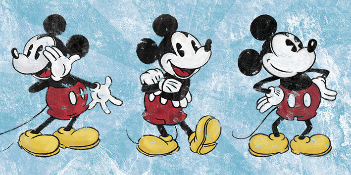 'Mickey Mouse Squeaky Chic Triptych' Vintage Advertisement, Canvas