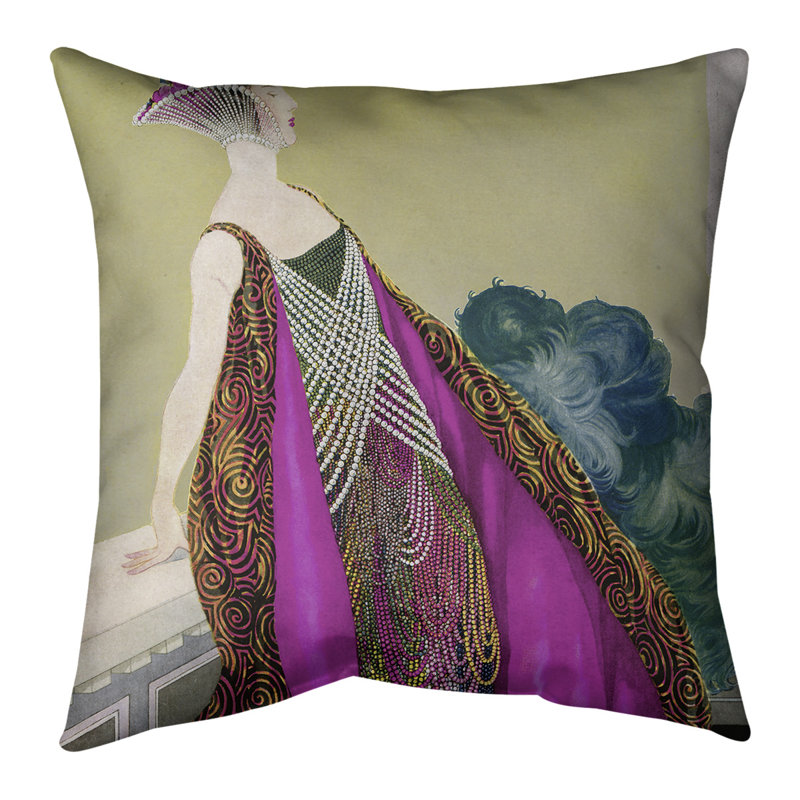 Emily Brodeur Square, Housse de coussin seulement, 14 po x 14 po, Jaune / magenta