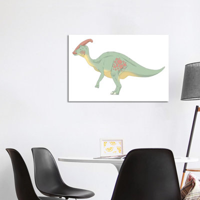 Parasaurolophus Pencil Drawing With Digital Colour by Alice Turner - Wrapped Canvas Print