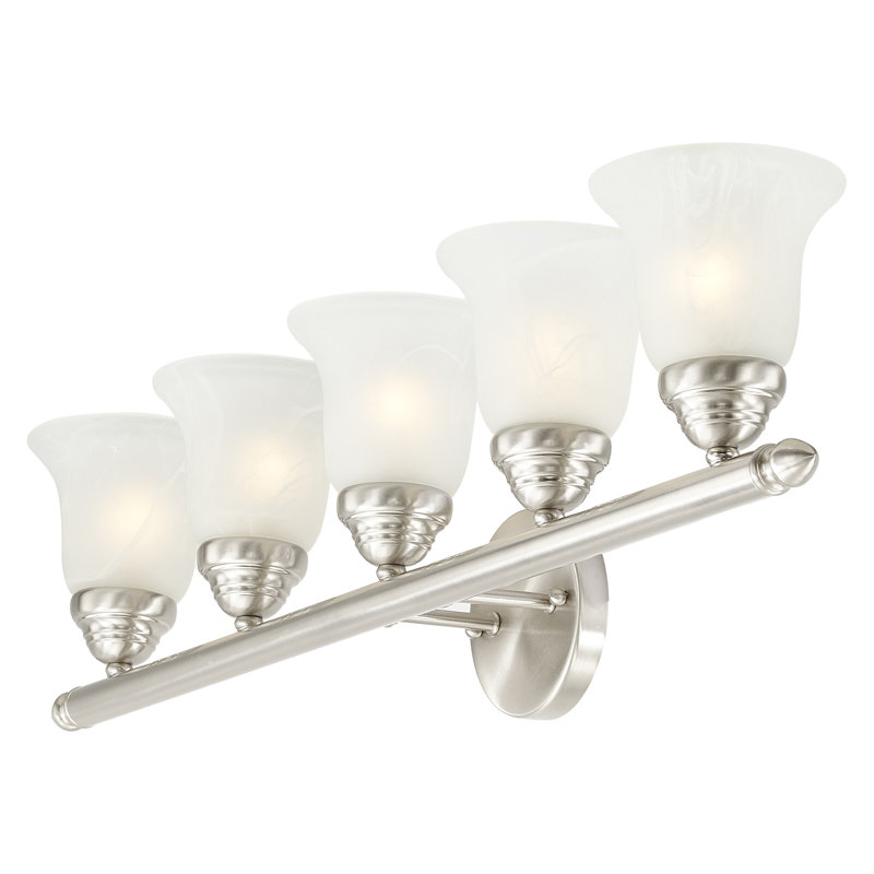 Barre d'éclairage de salle de bain 5 lumières à intensité variable Hardin, Nickel brossé