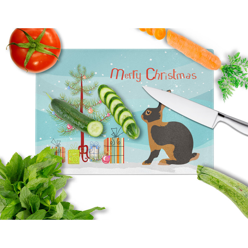 Caroline's Treasures Tempered Glass Rabbit Christmas Cutting Board