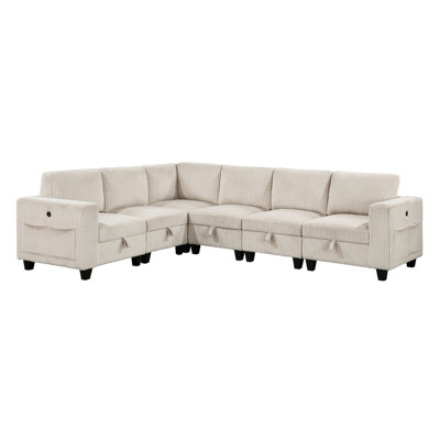 6-Piece Modular Sectional With Storage Seats